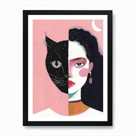 Cat And Woman 1 Art Print