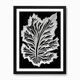 Wild Lettuce Leaf Linocut 3 Art Print