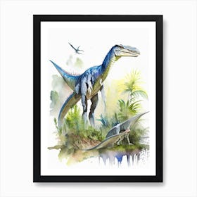 Suchomimus Watercolour Dinosaur Art Print