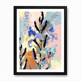 Colourful Flower Illustration Delphinium 1 Art Print