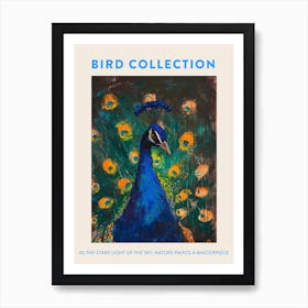 Peacock At Night Textured Painting 3 Poster Art Print