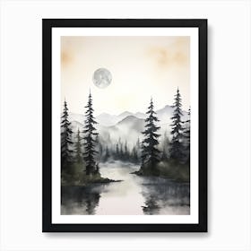 Watercolour Of Great Bear Rainforest   British Columbia Canada 1 Art Print