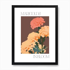 Marigolds In Bloom Flowers Bold Illustration 2 Art Print