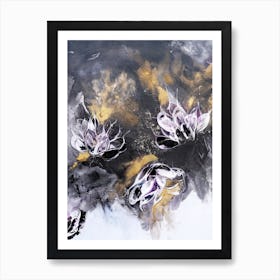 Black And Gold Floral Abstract 2 Art Print