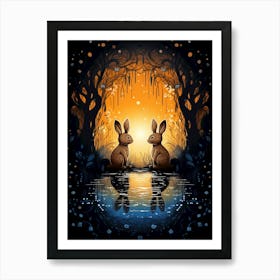 Rabbits In The Forest 2 Art Print