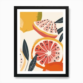 Grapefruits Close Up Illustration 1 Art Print