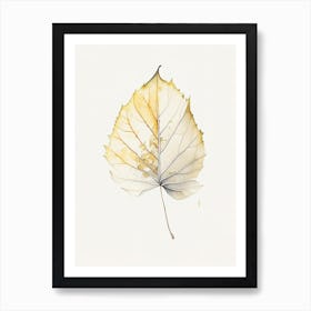 Witch Hazel Leaf Minimalist Watercolour 3 Art Print