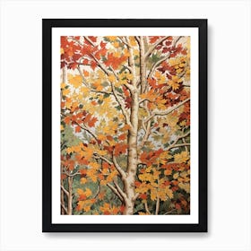 White Poplar 3 Vintage Autumn Tree Print  Art Print