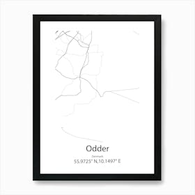 Odder,Denmark Minimalist Map Art Print