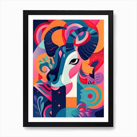 Capricorn Illustration Zodiac Star Sign 3 Art Print