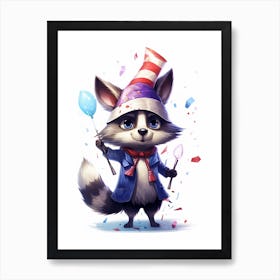 Cute Kawaii Cartoon Raccoon 18 Art Print