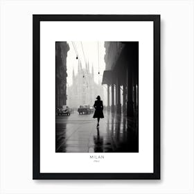 Poster Of Milan, Italy, Black And White Analogue Photography 2 Art Print