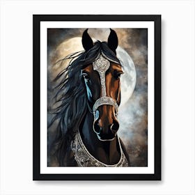 Horse In The Moonlight Art Print