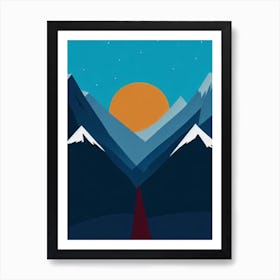 Val D'Isère, France Modern Illustration Skiing Poster Art Print