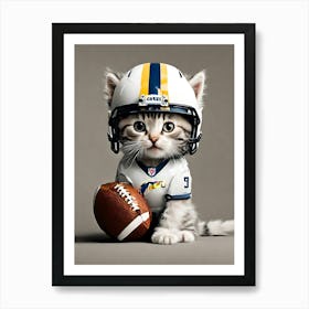 Kitten In Football Uniform Art Print