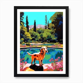 A Painting Of A Dog In Descanso Gardens, Usa In The Style Of Pop Art 04 Art Print