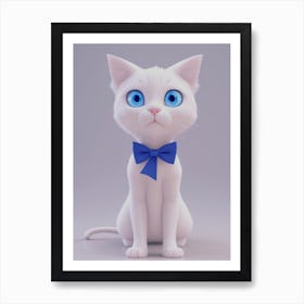 White Cat With Blue Eyes Art Print