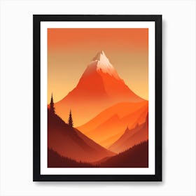 Misty Mountains Vertical Background In Orange Tone 32 Art Print