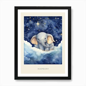 Baby Elephant 6 Sleeping In The Clouds Nursery Poster Art Print