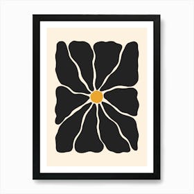 Abstract Flower 01 - Black and Yellow Art Print