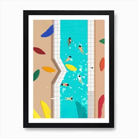 Cartoon Swimming Pool Póster