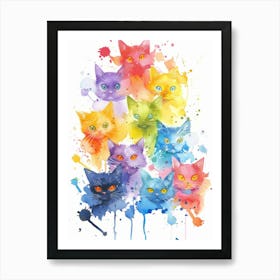 Rainbow Cats 1 Art Print