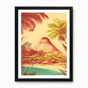 Mauritius Beach Vintage Sketch Tropical Destination Art Print