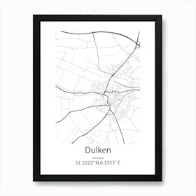 Dulken,Germany Minimalist Map Art Print