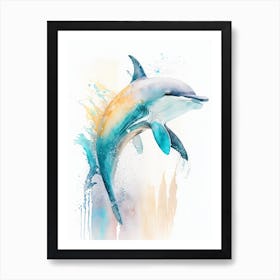 Heaviside S Dolphin Storybook Watercolour  (1) Art Print