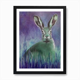 March Hare in Blue Art Print