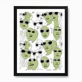 Abstract Face With Glasses Line Drawing 4 Art Print