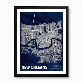 New Orleans Crocus Marble Map Art Print