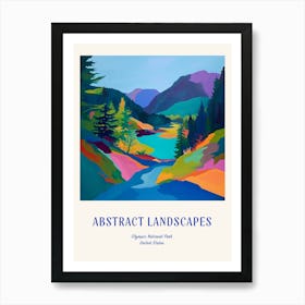 Colourful Abstract Olympic National Park Usa 2 Poster Blue Art Print