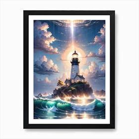 A Lighthouse In The Middle Of The Ocean 32 Art Print