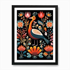 Folk Bird Illustration Coot 1 Art Print