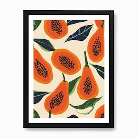 Papaya Pattern Illustration 4 Art Print