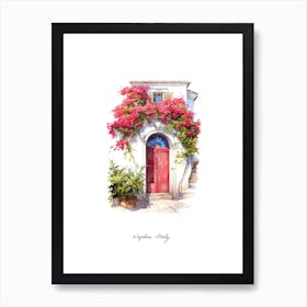 Naples, Italy   Mediterranean Doors Watercolour Painting 2 Poster Art Print