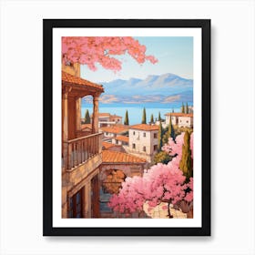 Antalya Turkey 3 Vintage Pink Travel Illustration Art Print