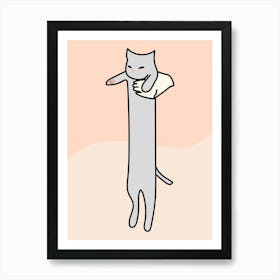 Long Cat Meme Pink Art Print