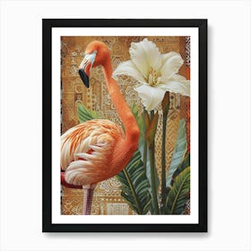 Greater Flamingo And Canna Lily Boho Print 2 Art Print