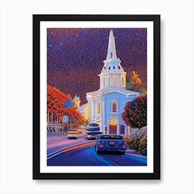 Santa Rosa, City Us  Pointillism Art Print