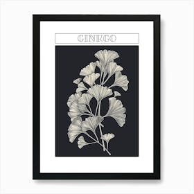 Ginkgo Tree Minimalistic Drawing 3 Poster Art Print