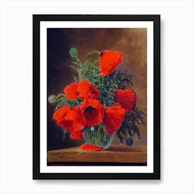 Red Poppies In A Vase Art Print