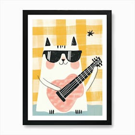 Cat Playing Guitar Art Print