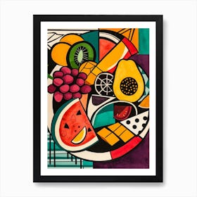 Geometric Abstract Fruit Platter Art Print