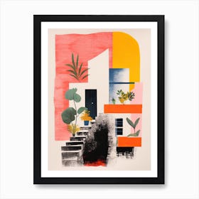 A House In Mallorca, Abstract Risograph Style 1 Art Print