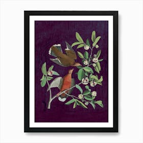 Doves On A Branch Art Print