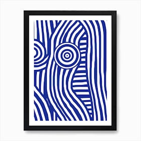 Front Blue And White Striped Nude Art Print