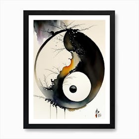 Repeat 6 Yin And Yang Japanese Ink Art Print