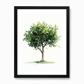 Apple Tree Pixel Illustration 1 Art Print